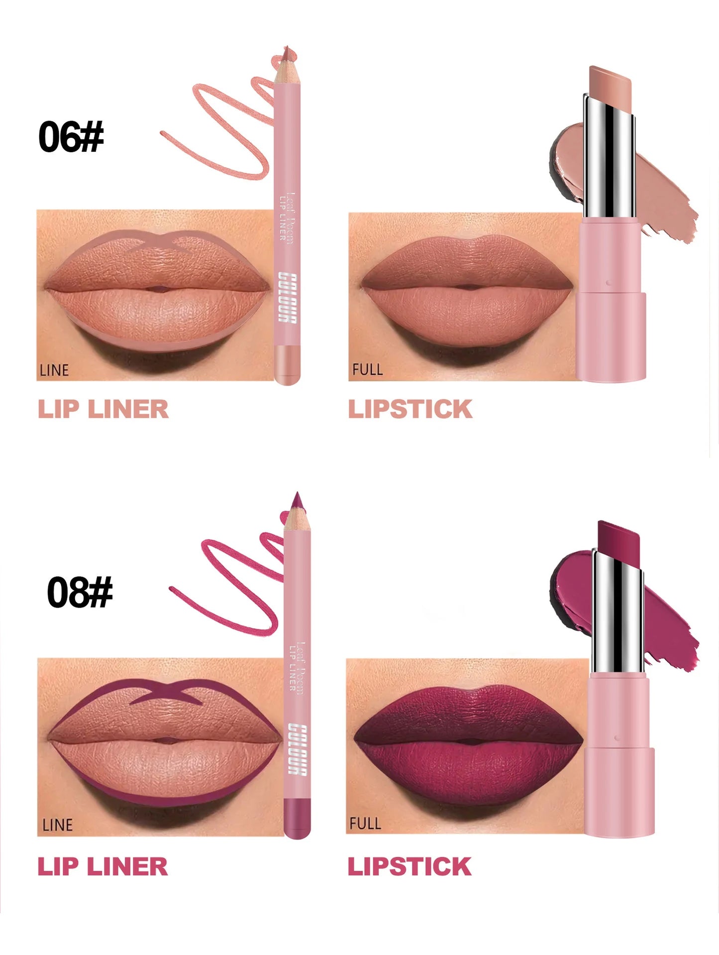 Velvet Matte Lip Liner Lipstick Pen Set Red Contour Tint Lipstick Sexy Red Contour Tint Lipstick Non-stick Cup Lipliner Pen Make