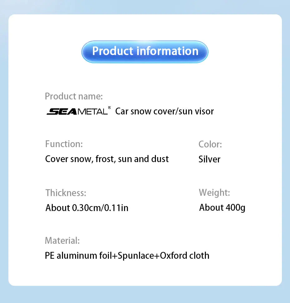 SEAMETAL Magnetic Car Snow Shield Frost Prevention Front Windshield Sunshade Thickened Snow Shield Car Cover For Car Accessories