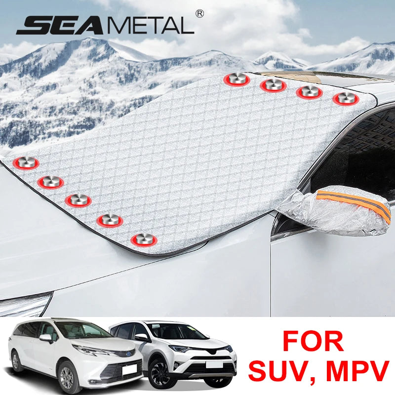 BLALION Car Windshield Mirror Reflective Bar Cover Magnetic Winter Ice Snow Sun Shade Protector Dust Frost Guard Aluminium Film