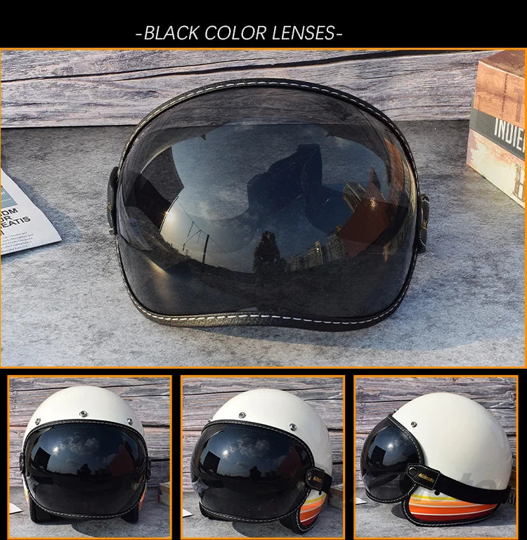 Universal Sun Visors For Motorcycle Helmet Open Face 3/4 Helmet Bubble Visor Anti-UV Motorbike Glasses Windproof Motocross Lens