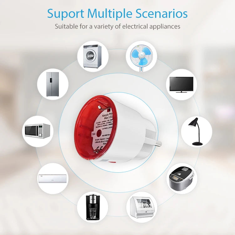 Tuya WiFi Smart Plug Socket EU 16A with Power Monitoring Timing Voice Control Works with Alexa Google Home Smart Life