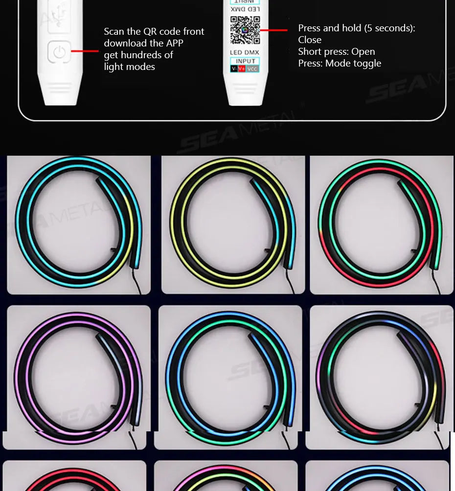 BLALION 140cm Car Ambient Lights LED Interior Wrap-Around Dashboard Sealing strip RGB Symphony Atmosphere Lamp USB APP Control