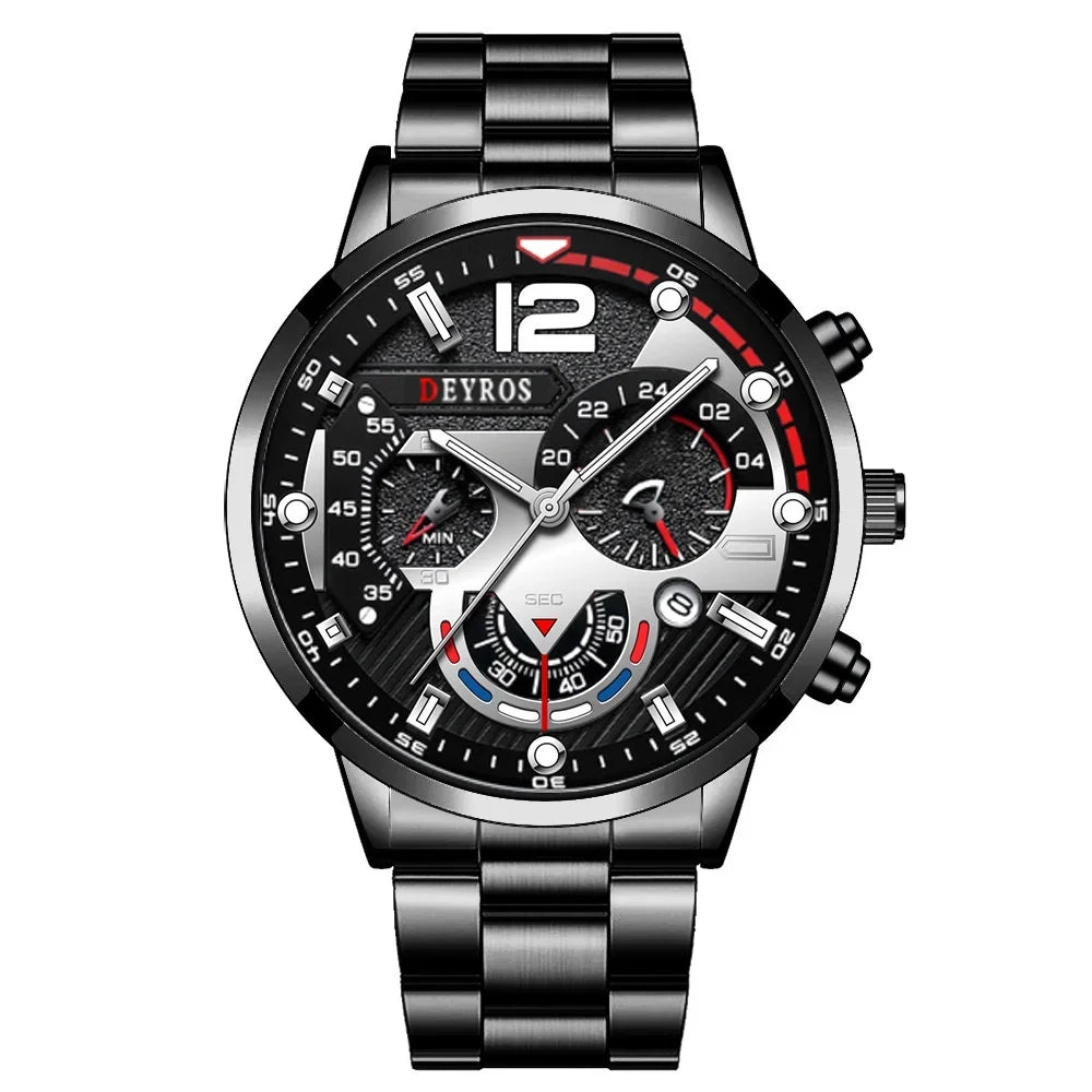 Men Luxury Watches Male Gold Bracelet Stainless Steel Quartz Calendar Watch Business Luminous Clock
