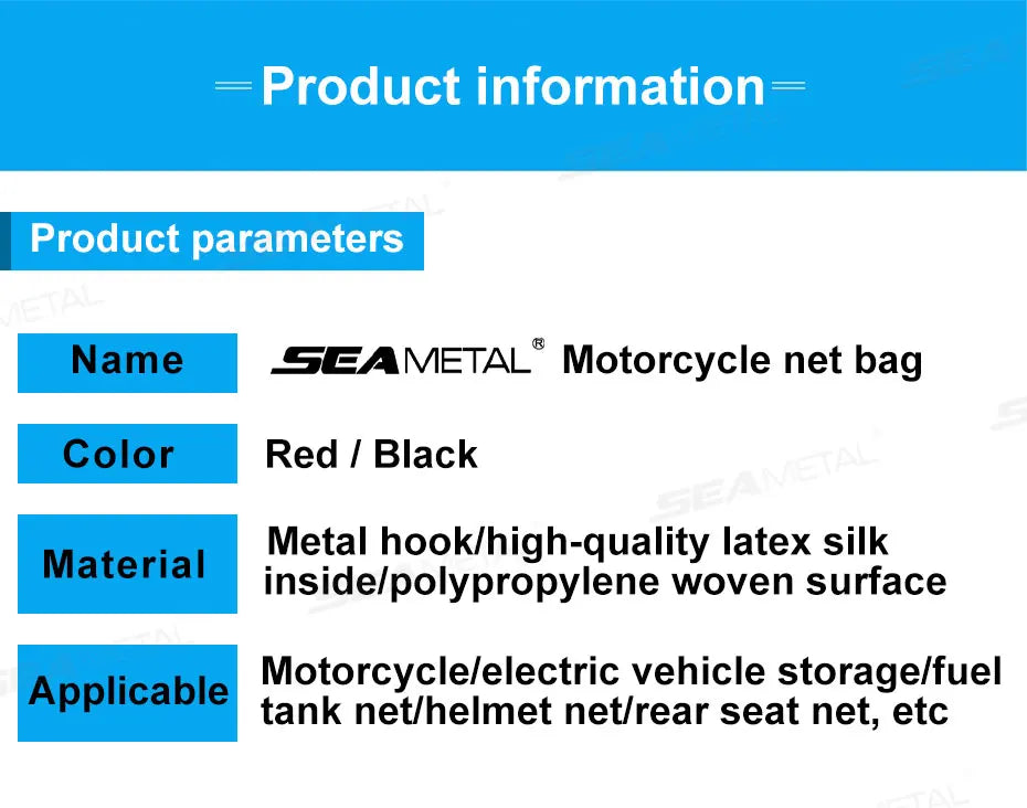 BLALION Motorcycle Luggage Net Bike 6 Hooks Hold Down Fuel Tank Luggage Mesh Web Styling High Quality Moto Adjustable Cargo Net