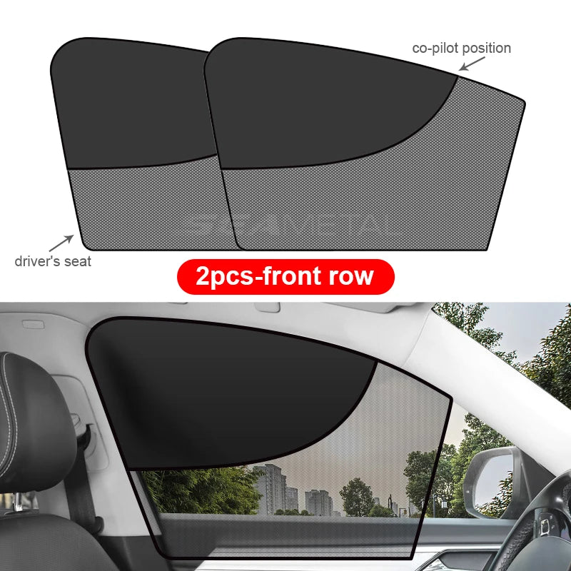 BLALION Double Layer Car Sun Shade Side Window Curtain Uv Protection Mesh Curtains Mesh Sun Shade Cover Magnetic Mosquito Net