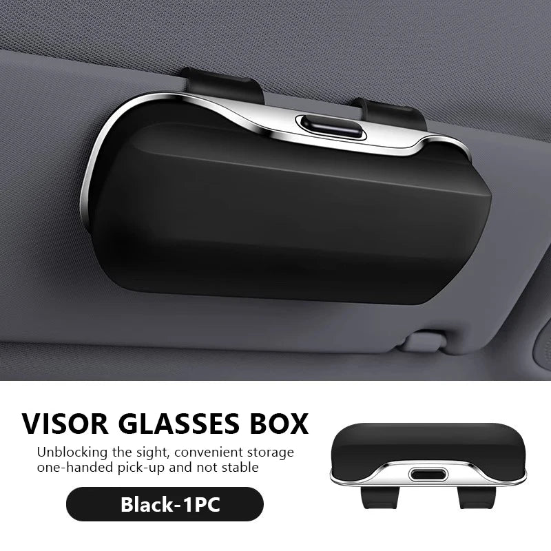 BLALION Car Glasses Box Portable Press Switch Sunglasses Holder Stable Shock-proof Driving Glasses Holder Eyeglass Storage Case