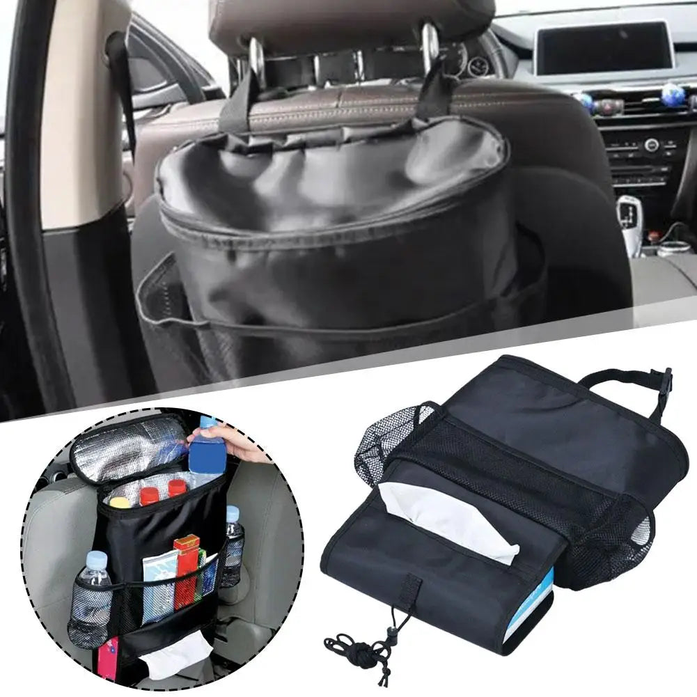 Car Back Seat Organizer Storage Bag Car Hanging Bag Multi-Pocket Auto Car Storage Tissue Box Car-styling Cool Wrap Bottle