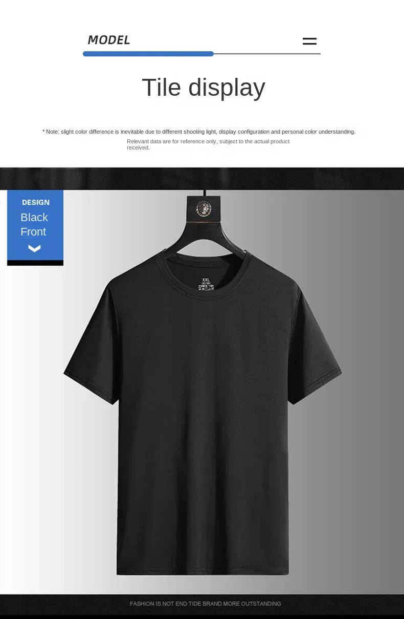 NASA GISS Bull Running Capacity Round Neck Mesh Ice Silk Short Sleeve T-shirt for Men's Summer Thin Loose Sports Quick Drying Br