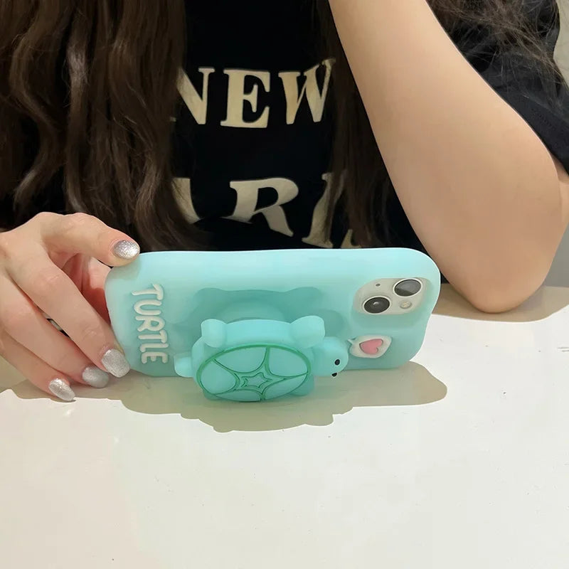 Creative and Cute Turtle Silicone Phone Case Suitable for iPhone 11 12 13 14 15 Pro Max Plus Female Style 3D Cartoon Phone Case