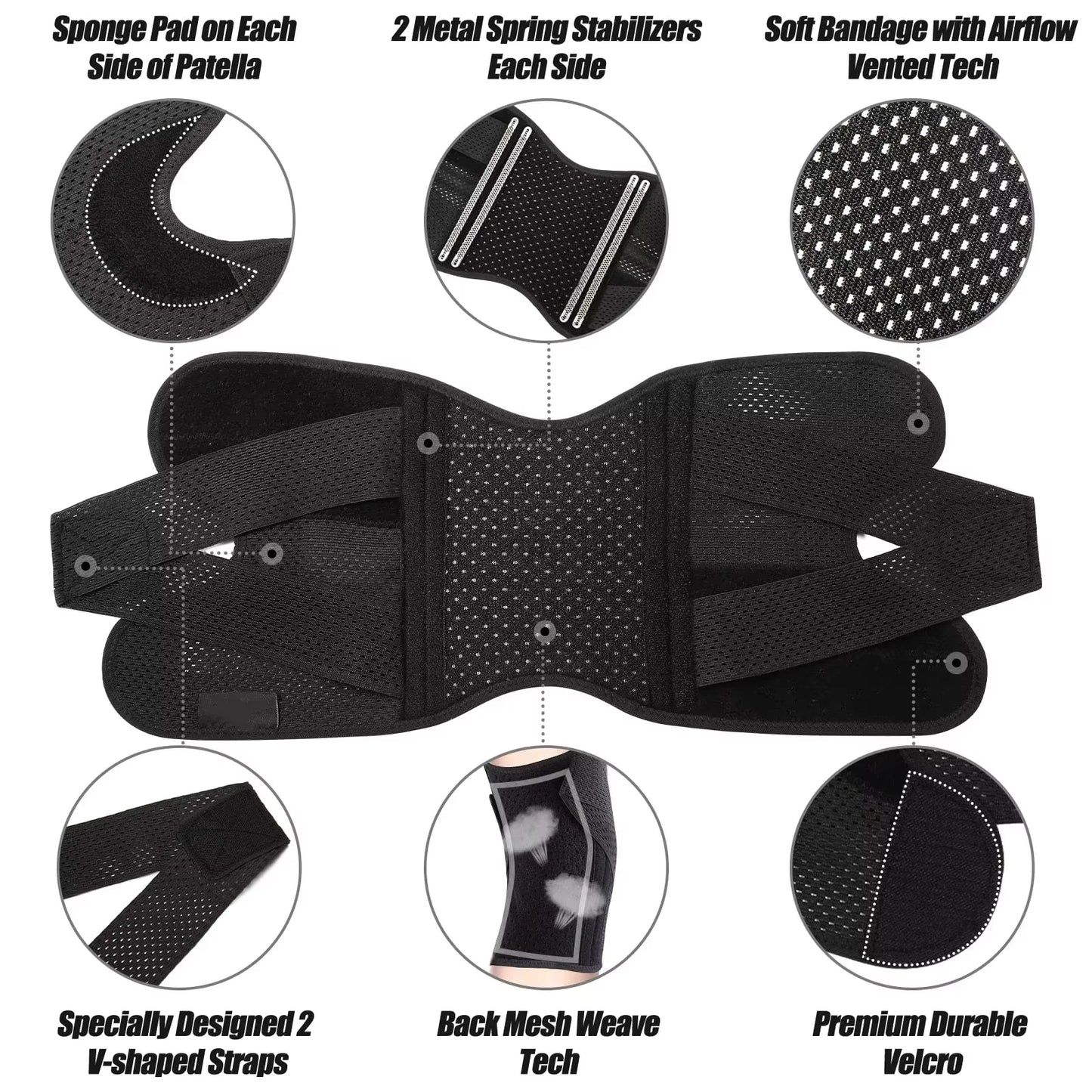 1pc Pressure Supporting Knee Climbing Spring Supports Sports Knee Guard Suitable For Basketball Knee Brace Strap Knee Pads