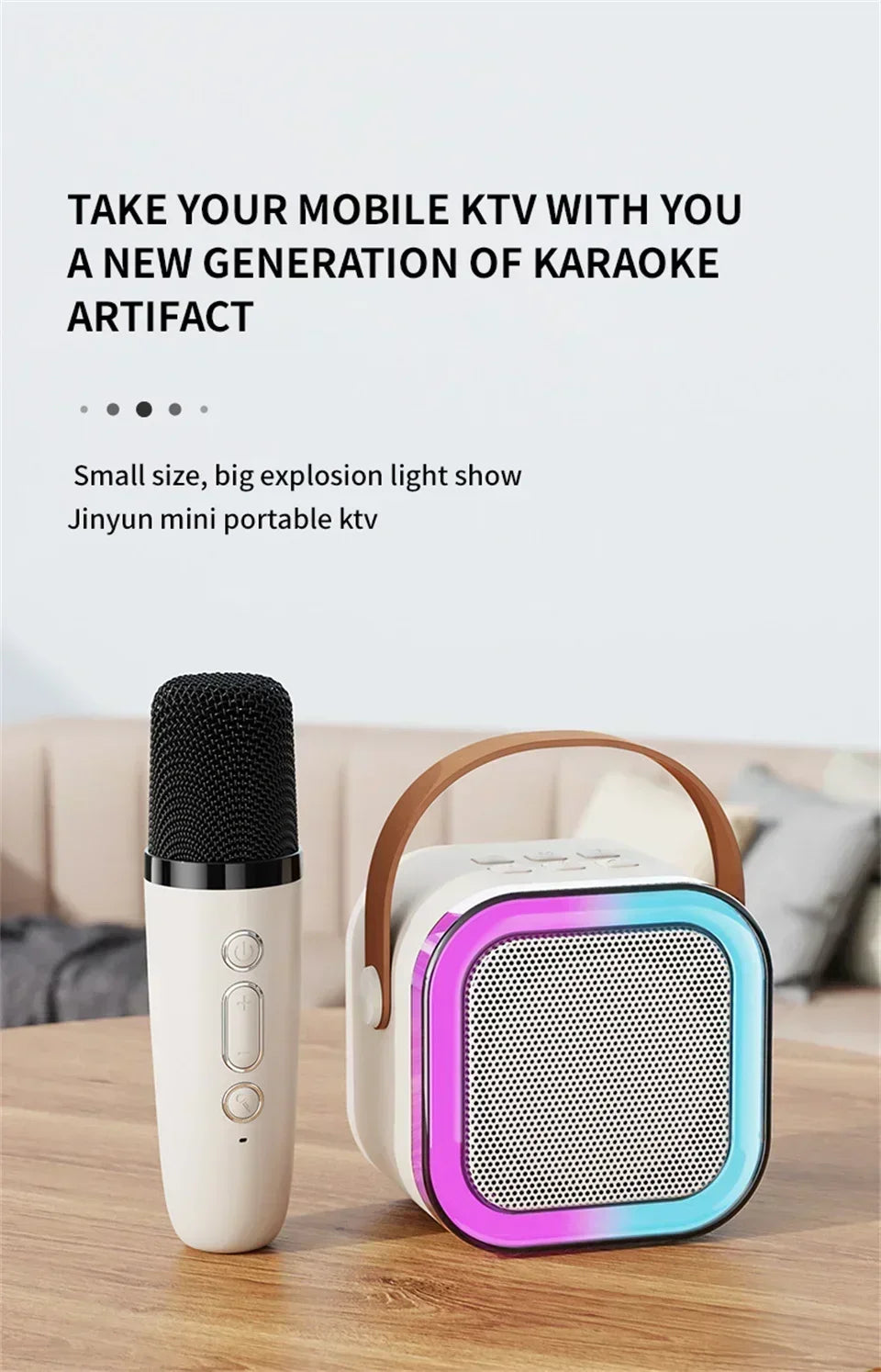 Bluetooth Speaker K12 Portable Karaoke Machine 5.3 PA System With 2 Wireless Microphones Home Family Singing Children's Gifts
