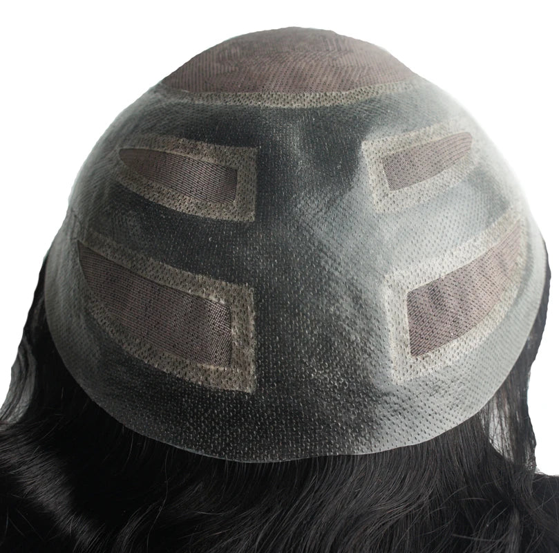 NLW Toupee for Men 100% Human Hair Pieces Hair prosthesis Mens Swiss Lace Front with PU Around Hair Replacement System
