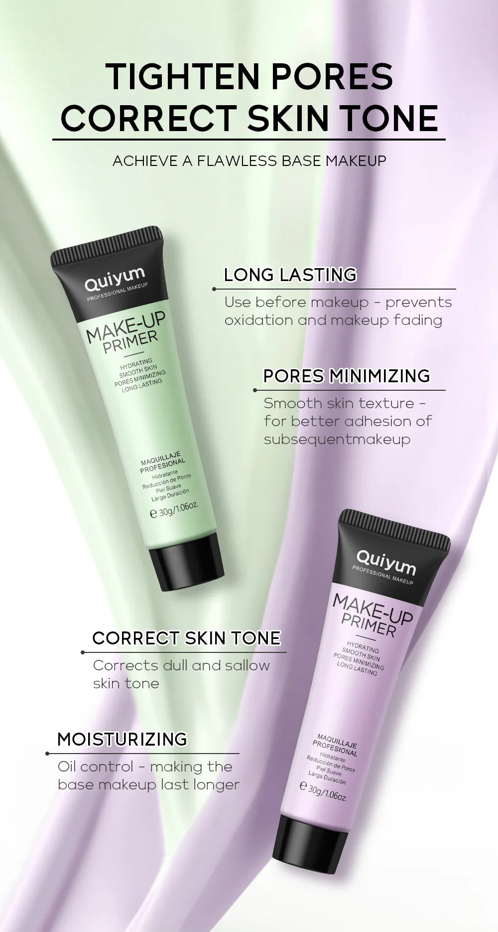 Base Makeup Facial Moisturizing Primer Moisturizing Primer Invisible Pores Smoothing Fine Lines Brightening Moisturizing