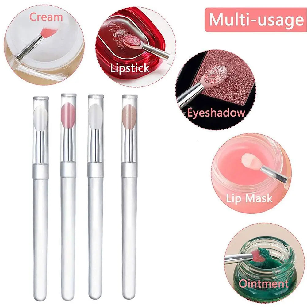 Upgrade Silicone Lip Brush Portable Round Head Lip Brush Professional Mini Concealer Smudge Brush With Cover Makeup Brush
