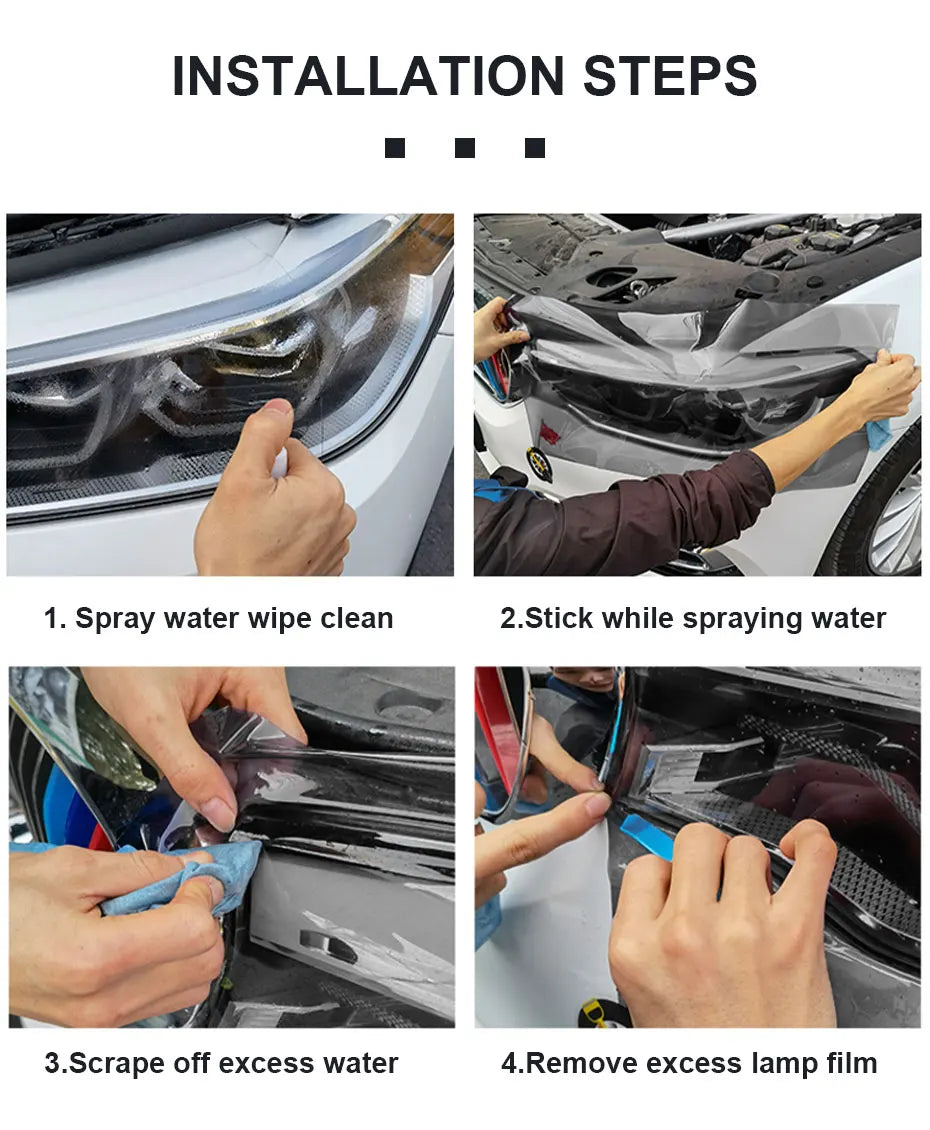 BLALION Photochromic Car Headlight Film TPU Anti Scratch Repairing HD Headlight Film Black/Purple Headlamp Protective Sticker