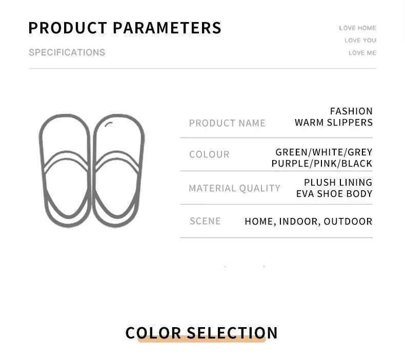 Winter Warm Cotton Slippers for WOMEN'S Home Wear, Thickened Waterproof, Snow Proof, Warm and Minimalist Couple Cotton Shoes