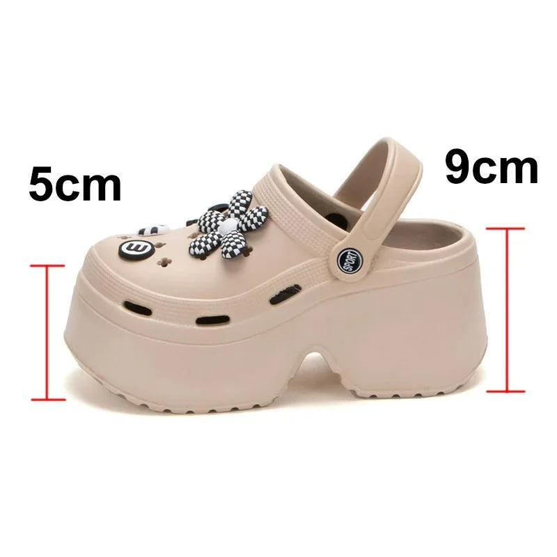 Women Chunky Platform Sandals 2024 Summer Soft Thick Sole Diy Clogs Garden Shoes Woman Closed Toe Non-Slip Beach Slides Sandals