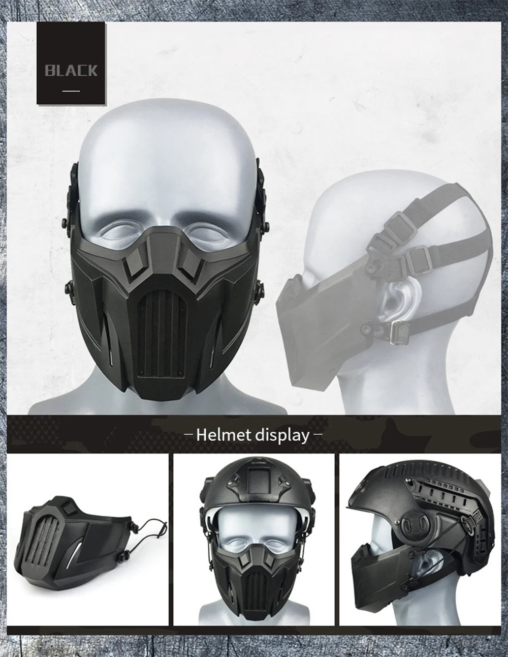 Tactical Airsoft Mask Outdoor Paintball Half Face Iron Warrior Protective Mask Shooting Protection Mouth Mask Hunting Equipment