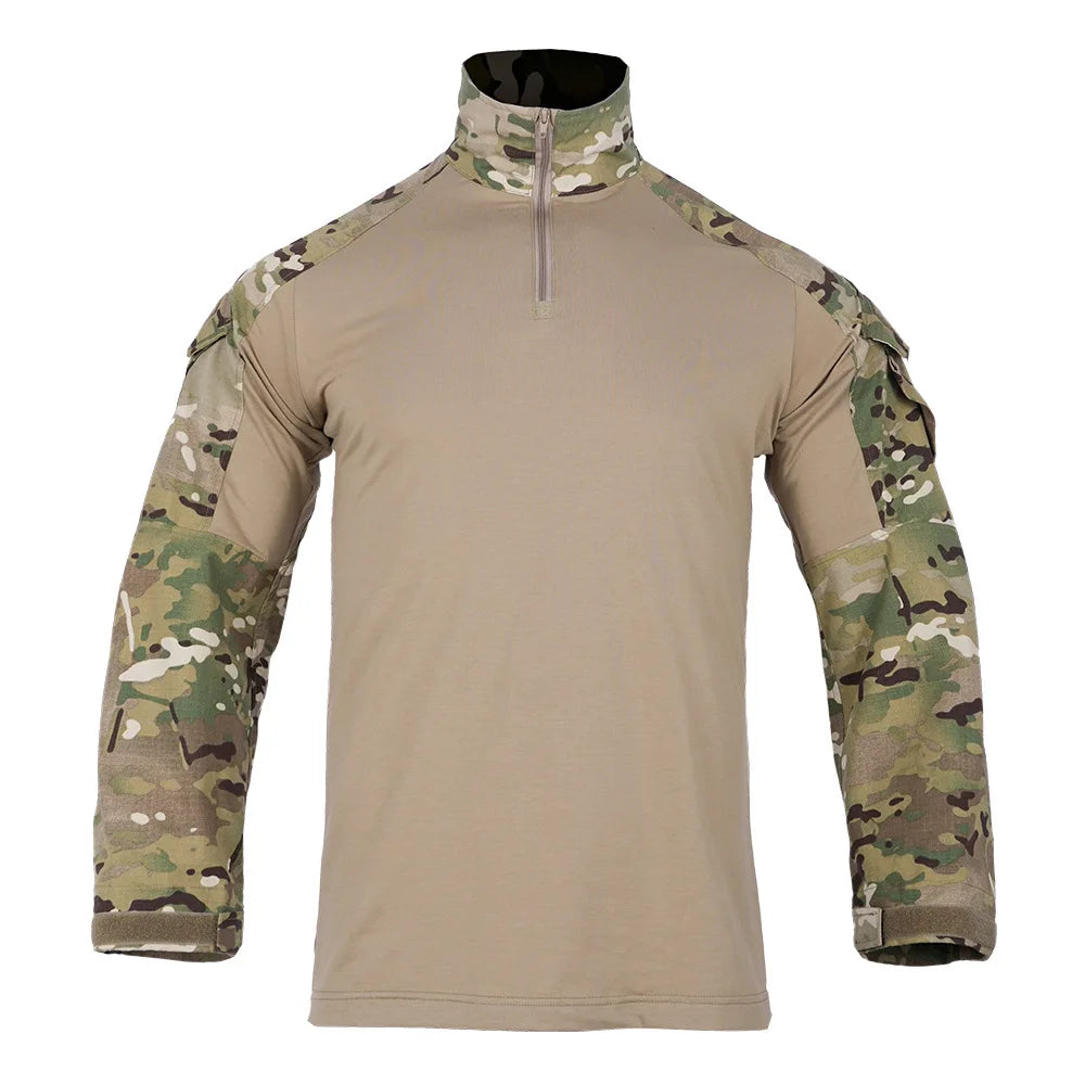 Men Camouflage Uniform Combat Shirt Outdoor Tactical Long Sleeve Shirt Paintball Camping Hunting Clothing