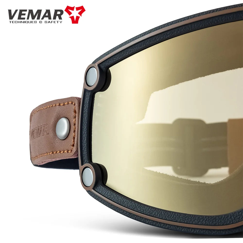 VEMAR Retro Motorcycle Goggles Windproof Anti-fog Glasses For Motorcycle Helmet Moto Sports Cycling Cafe Racer Chopper Goggles