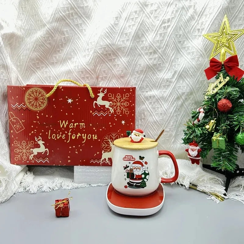 Christmas Gift Set:55 ℃ Thermostat Mugs Cup Ceramic Cup With Lid With Spoon Mugs Coffee Cups For Office Or Home Use