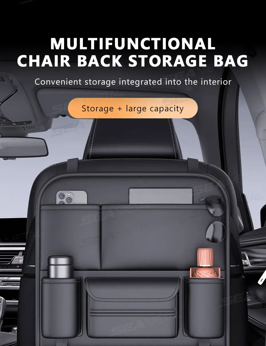 BLALION All in one Car Seat Back Storage Bag Upgraded 5-Pocket Auto Organizer Hanging Bag with Tissue Cup Holder Anti Kick Pad