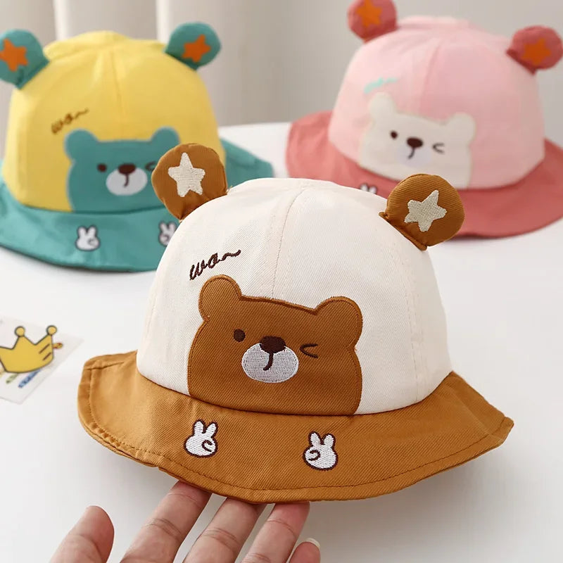 Baby Boy Sun Hat Kids Summer Fisherman's Hat Baby Girls Sun Cap Cute Bear Cartoon Frog Children Bucket Hat