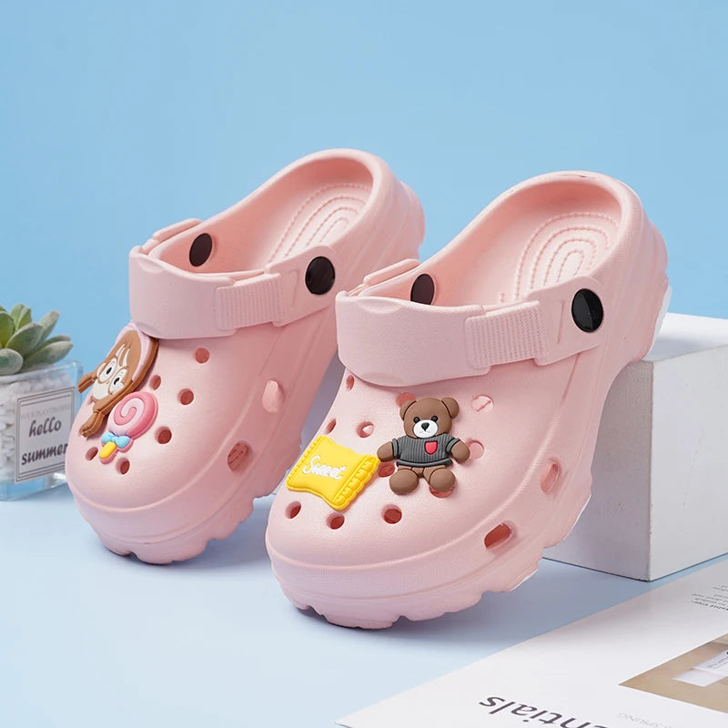 New Summer Sandals 3-15 Years Children's Slippers Baby Girls Shoes Non-Slip Clogs Cartoon Cute Infant Girls Sandals Boys Shoes