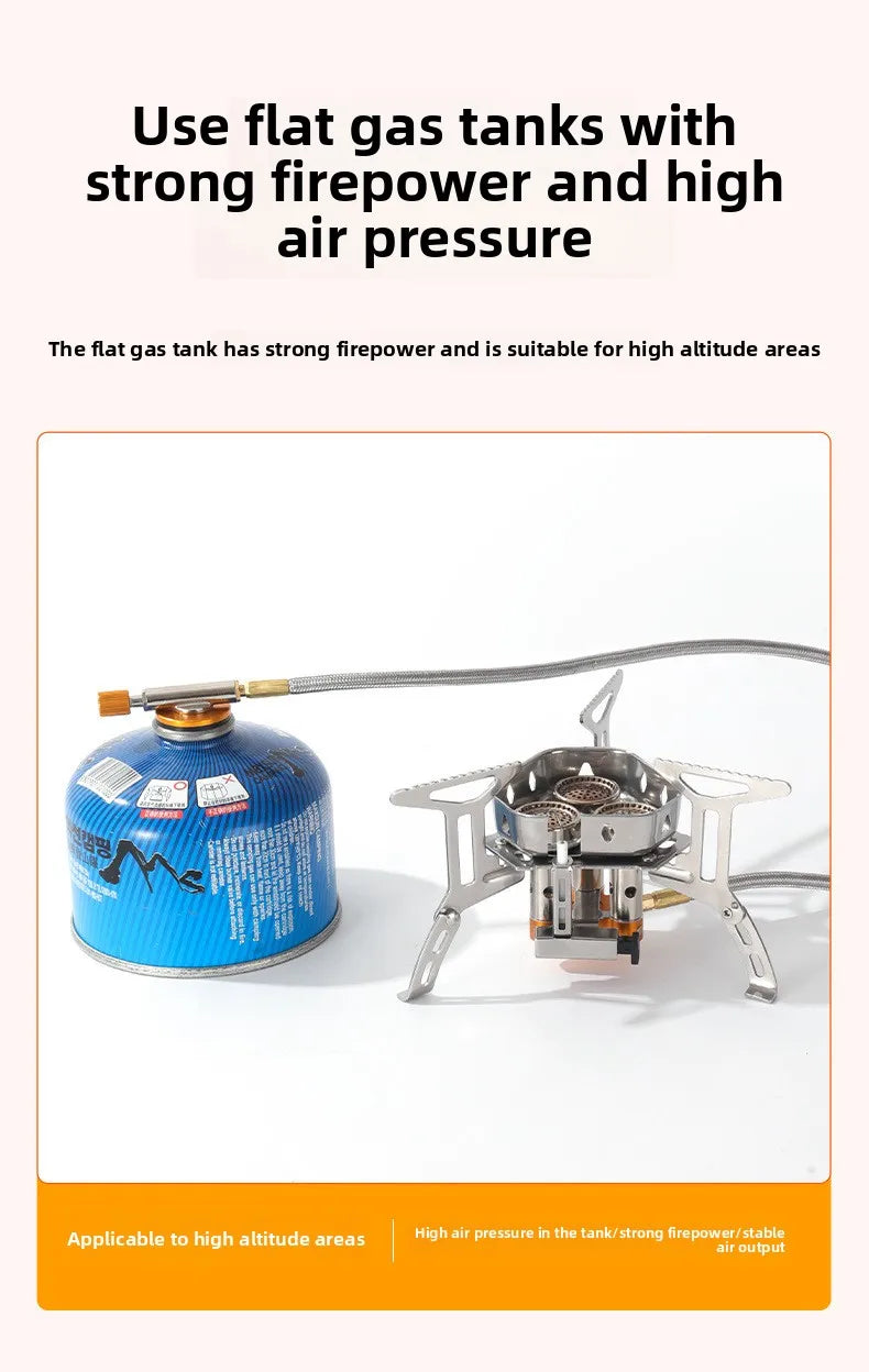 Outdoor three-head stove camping portable folding cassette stove mini gas camping windproof fierce fire stove