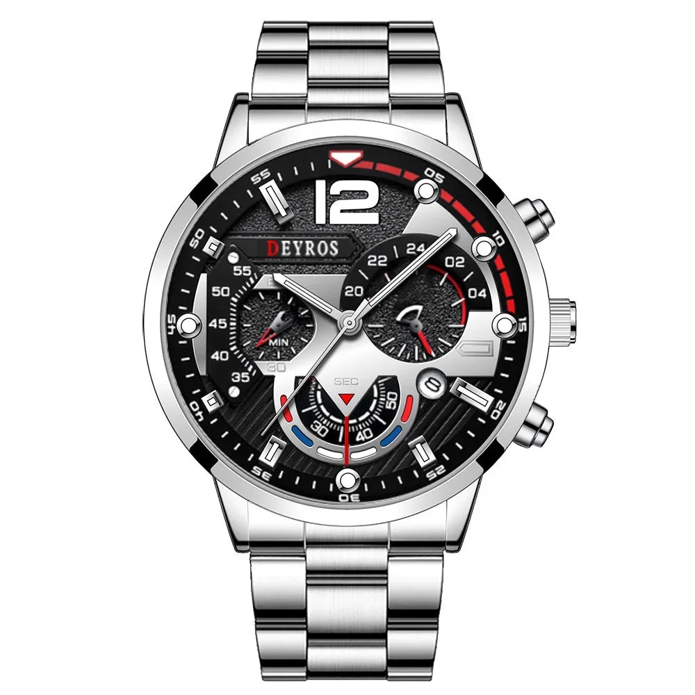 Men Luxury Watches Male Gold Bracelet Stainless Steel Quartz Calendar Watch Business Luminous Clock