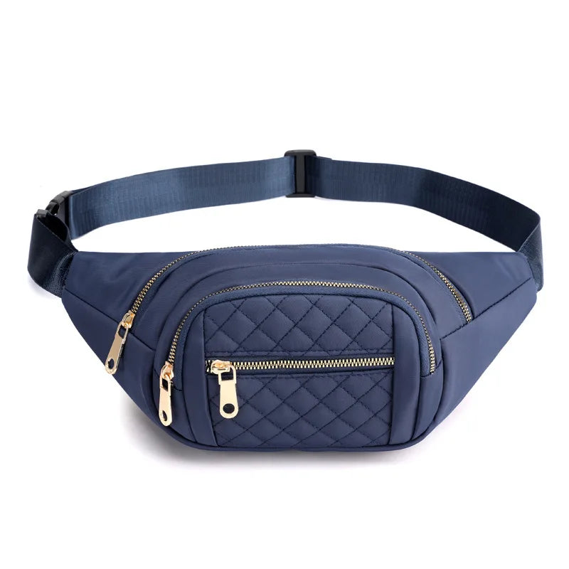 Simple Nylon Waist Bag, Multi Zipper Chest Bag, Casual Crossbody Fanny Pack For Outdoor Sport Running Hiking Cycling