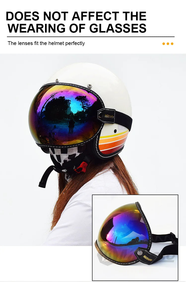 Universal Sun Visors For Motorcycle Helmet Open Face 3/4 Helmet Bubble Visor Anti-UV Motorbike Glasses Windproof Motocross Lens