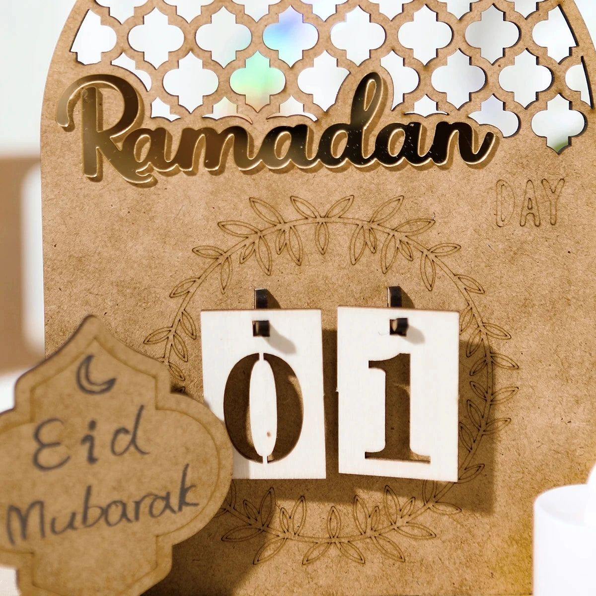 Ramadan Countdown Calendar Wooden Eid Mubarak Ornament Kareem Ramadan Decoration For Home Islamic Muslim Party Decor AL Adha
