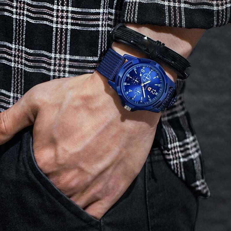Kegllect Men Fashion Nylon Woven Band Watch Swiss Watches