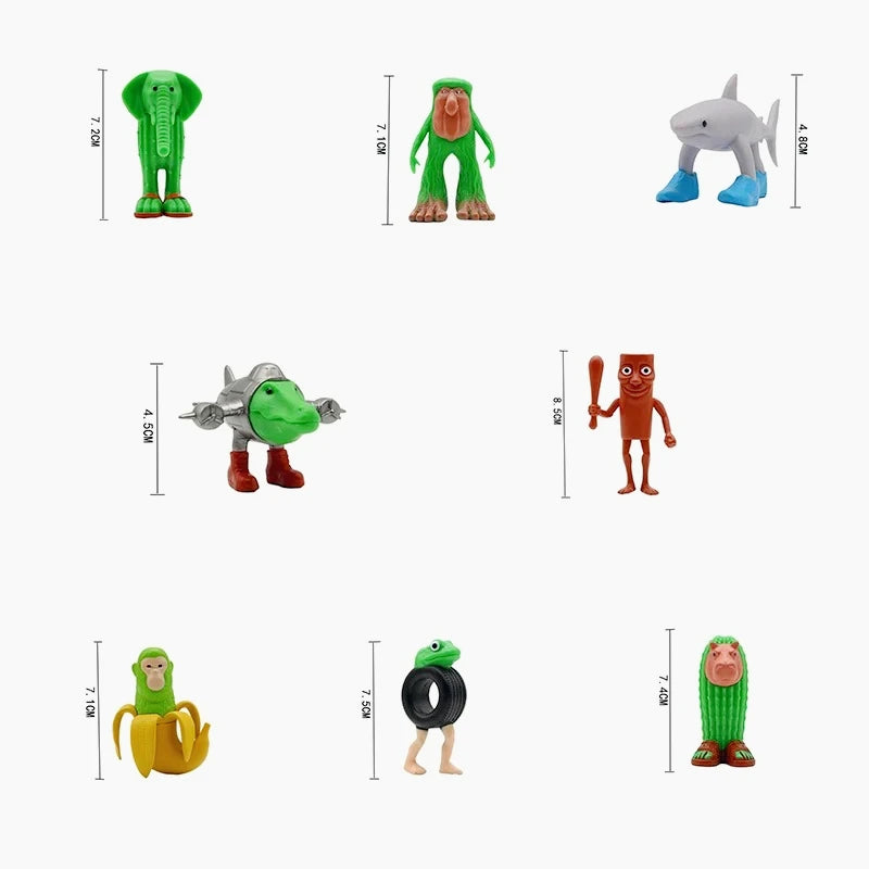 8PCS Italian Brainrot Anime Action Figures Tung Tung Tung Sahur Ornaments Figure Funny Meme PVC Toys Model Home Decor Kids Gift