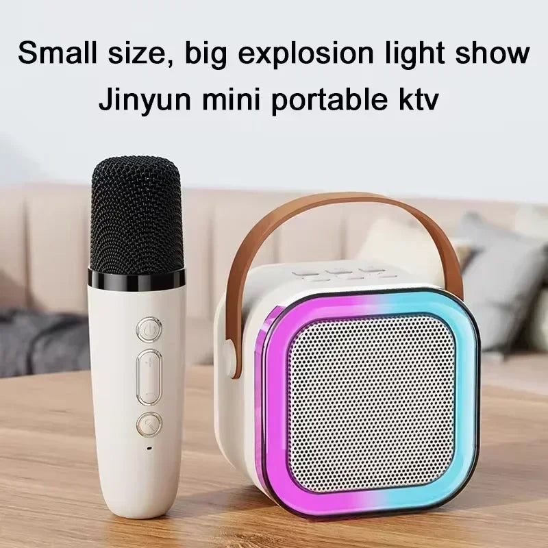 Bluetooth Speaker K12 Portable Karaoke Machine 5.3 PA System With 2 Wireless Microphones Home Family Singing Children's Gifts