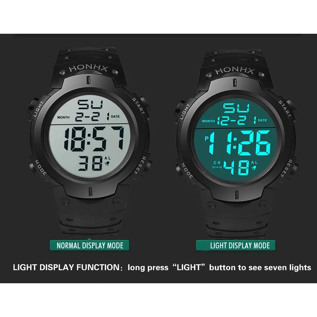 Kegllect Men Sports Digital Watch Waterproof Silicone LED Stopwatch Date Rubber Band Wrist Watches