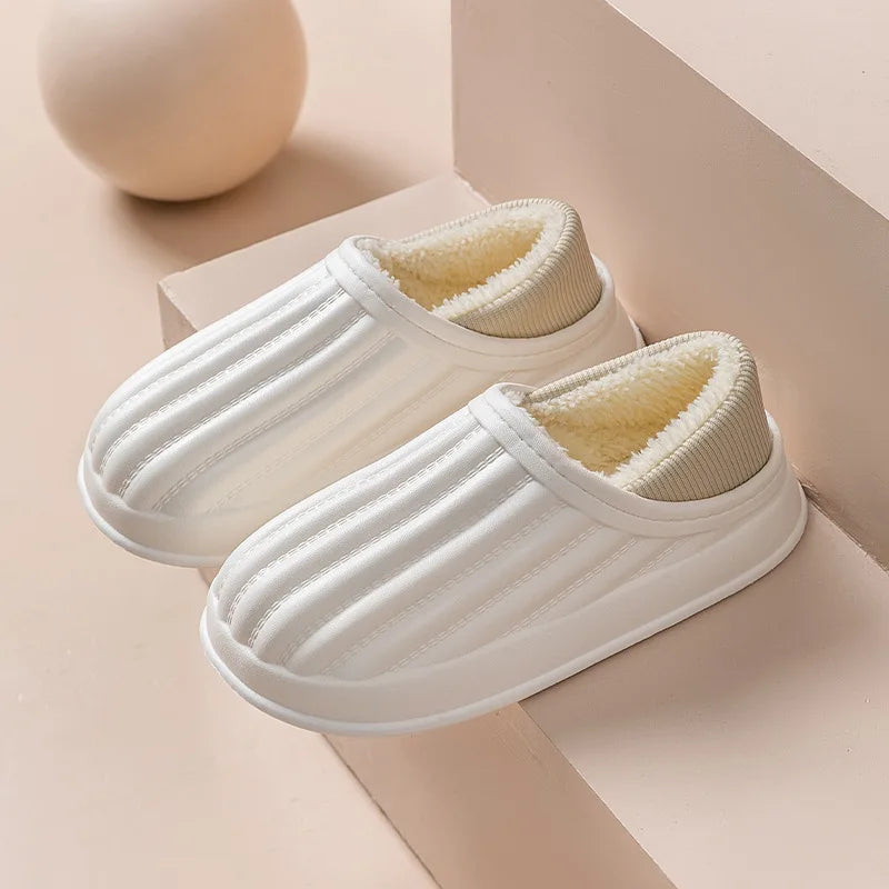 Winter Warm Cotton Slippers for WOMEN'S Home Wear, Thickened Waterproof, Snow Proof, Warm and Minimalist Couple Cotton Shoes