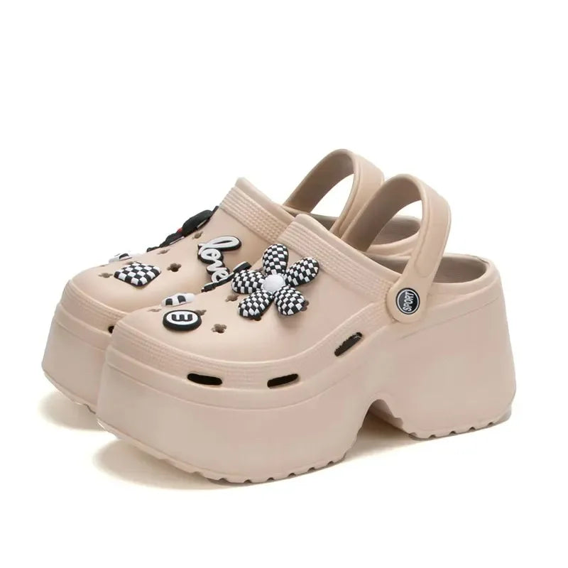 Women Chunky Platform Sandals 2024 Summer Soft Thick Sole Diy Clogs Garden Shoes Woman Closed Toe Non-Slip Beach Slides Sandals
