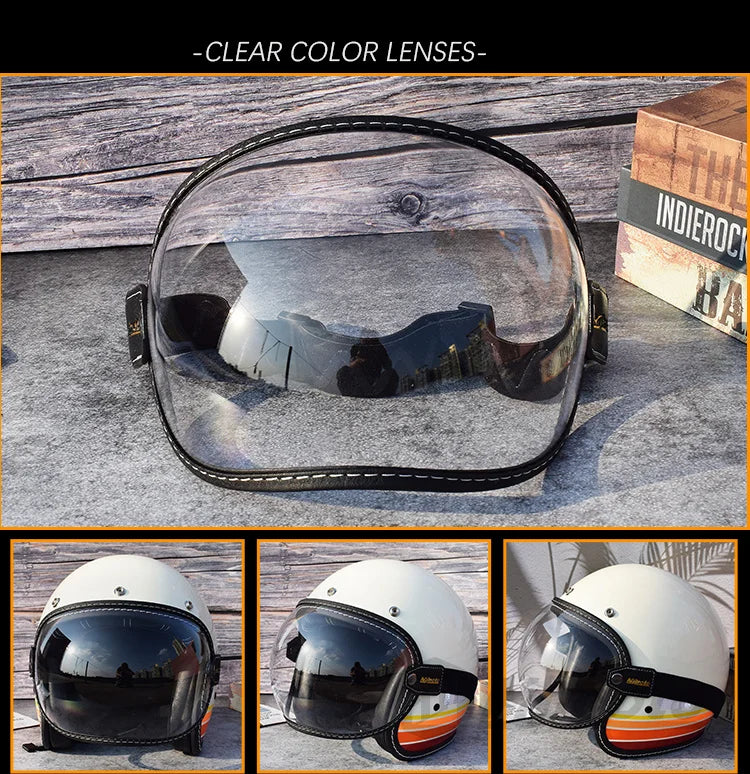 Universal Sun Visors For Motorcycle Helmet Open Face 3/4 Helmet Bubble Visor Anti-UV Motorbike Glasses Windproof Motocross Lens