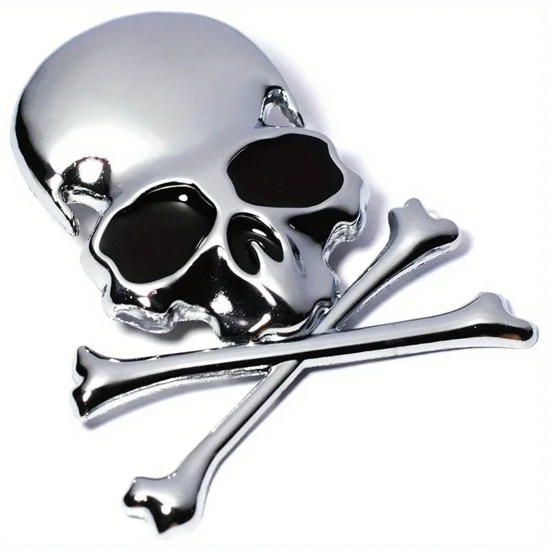 2PCS 3D Metal Skull Skeleton Crossbones Car Motorcycle Sticker Truck Label Badge Car Styling Decoration