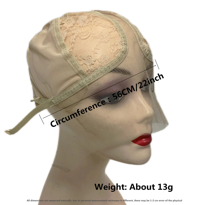 1PC T-Part Lace Wig Cap Adjustable Strap Brown/Beige Mesh Wig Making Hair Extensions Base Cap for Custom Wig Making