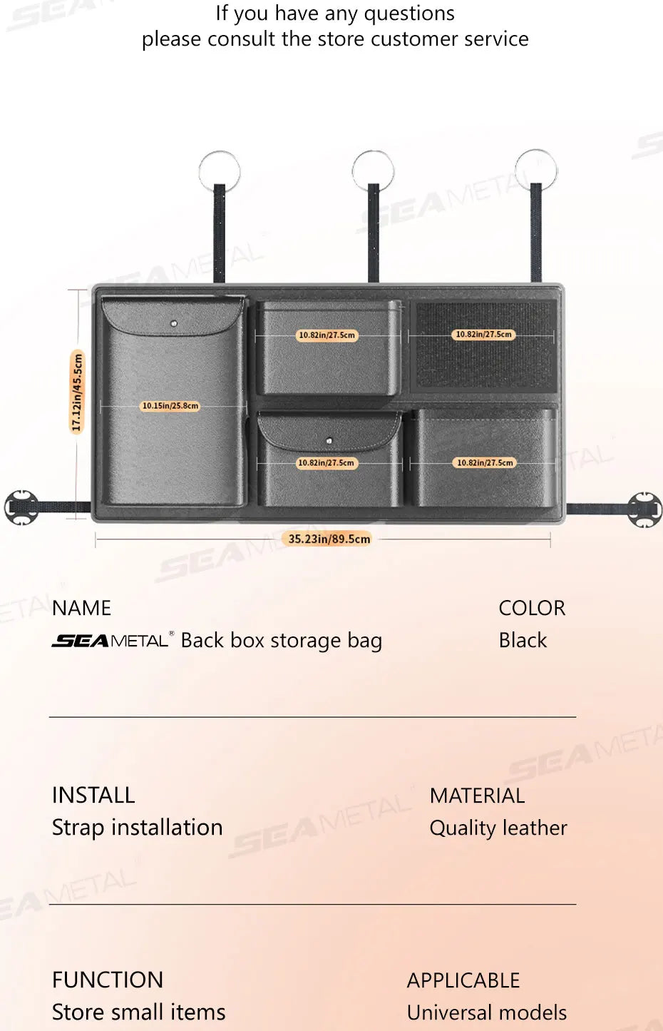 BLALION Car Trunk Hanging Storage Bag Back Seat Universal Large Capacity Leather Multi-pocket Auto Storage Cargo Rack Organizer