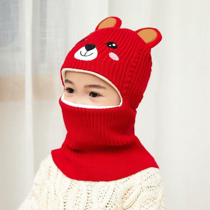 New Cartoon Bear Winter Baby Hat for Boys Plus Velvet Kids Hooded Cap Baby Girls Hat Children Beanie Cap Warm Toddler Bonnets