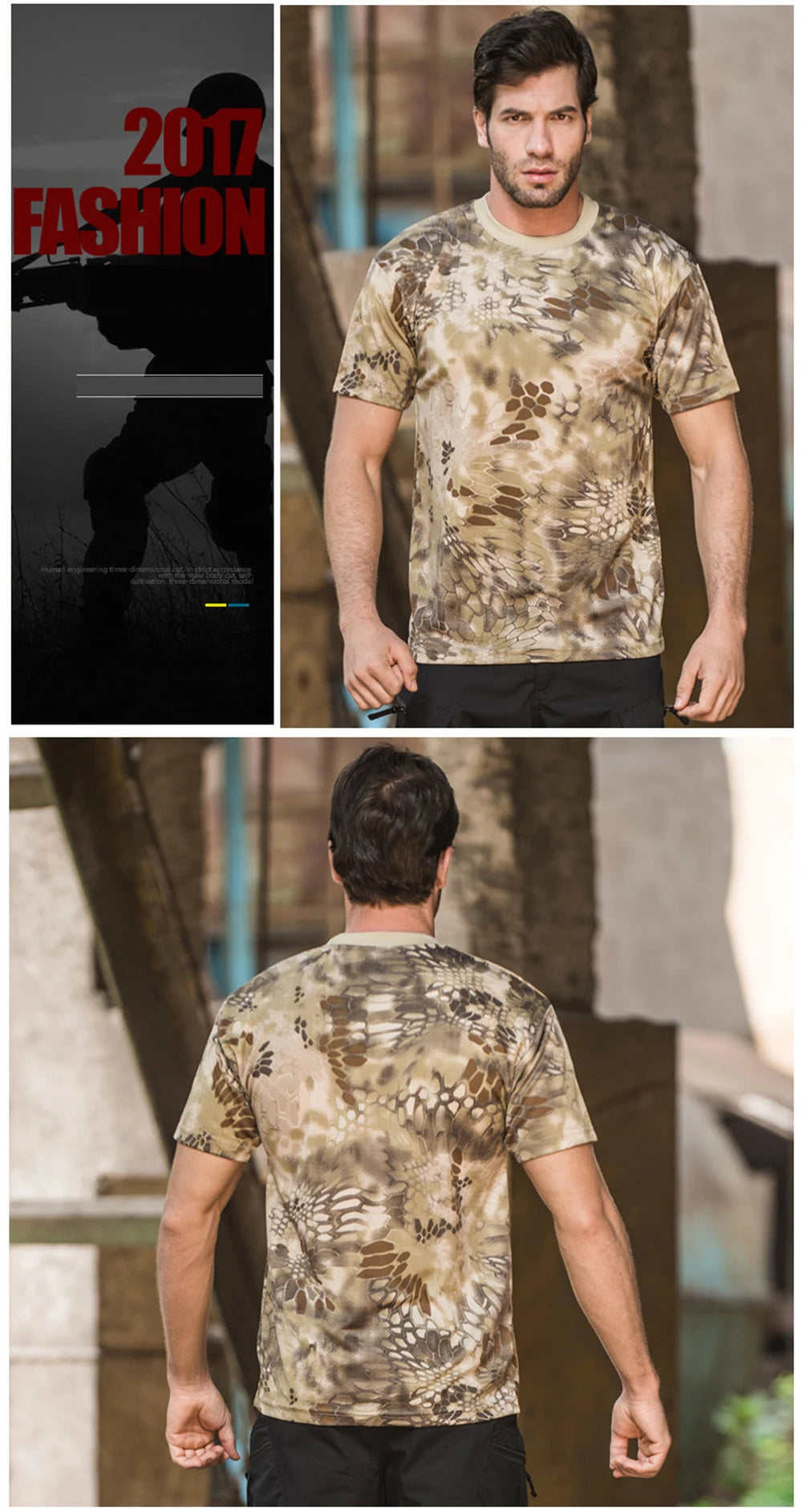 Men Casual Short Sleeve Tactical T Shirts Camouflage T-Shirt Quick Dry Outdoor Gym Top Tees Cargo T Shirt Male Clothing