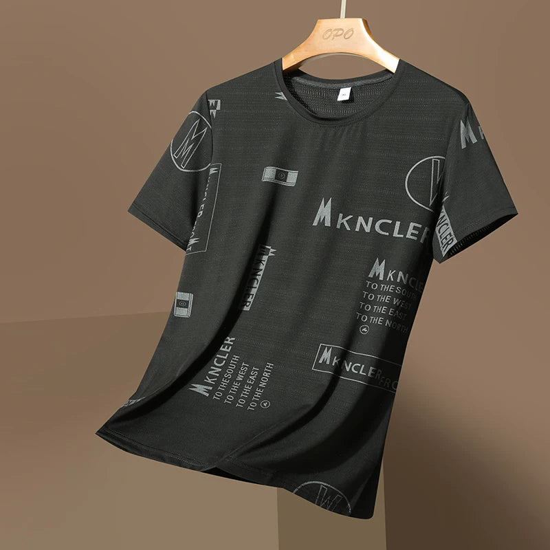 NASA GISS short sleeved t-shirt for men with round neck, fashionable and casual ice silk T-shirt for men with loose fitting, fas