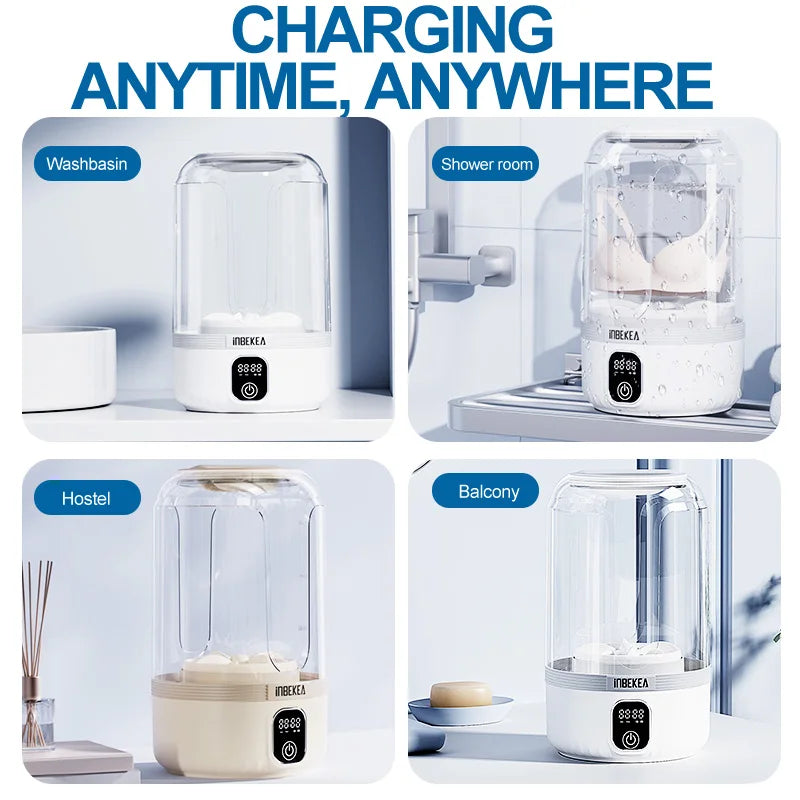 Mini Wireless Portable Washing Machine Underwear Cleaner Socks Washing Machine 1.5L Rechargeable Smart Portable Laundry Cup
