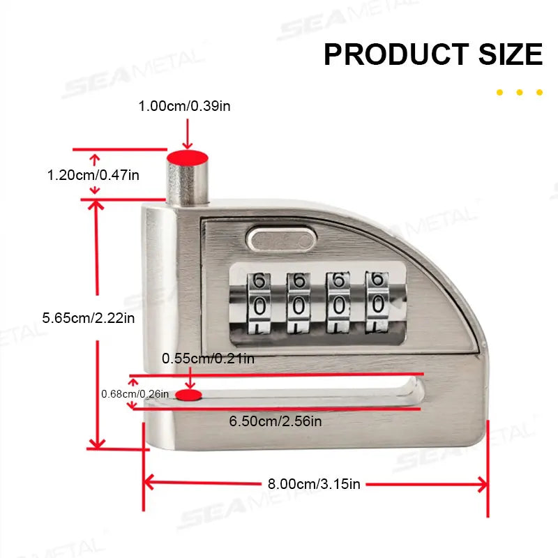 BLALION Motorcycle Scooter Wheel Password Disc Brake Lock Anti-pry Disc Lock Protect Rust-proof Electric Bike Anti-theft Lock