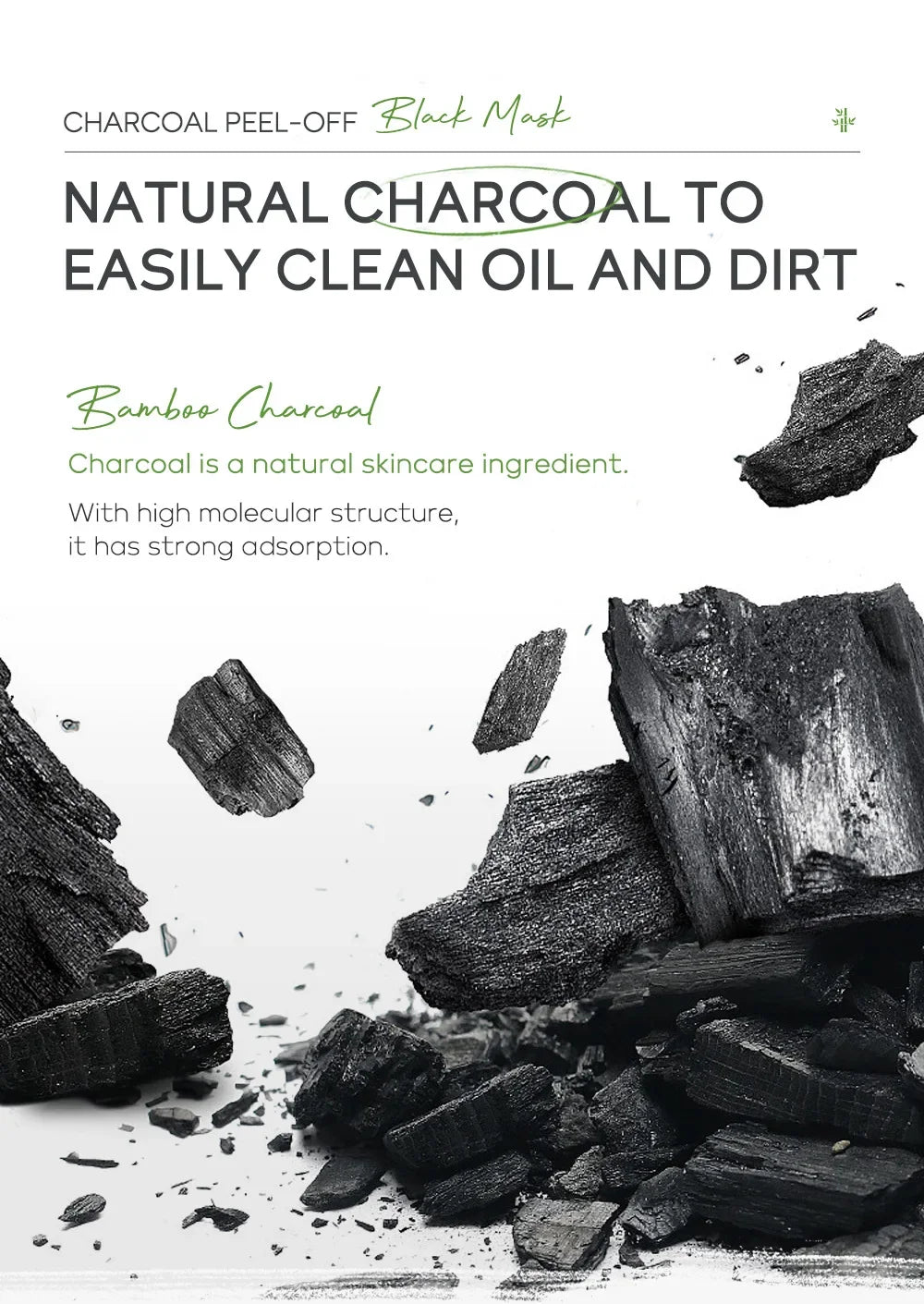 Bamboo Charcoal Fiber Mask Blackhead Removal Deep Mask Deep Cleansing Cleansing Exfoliating Mask Treatment 50g