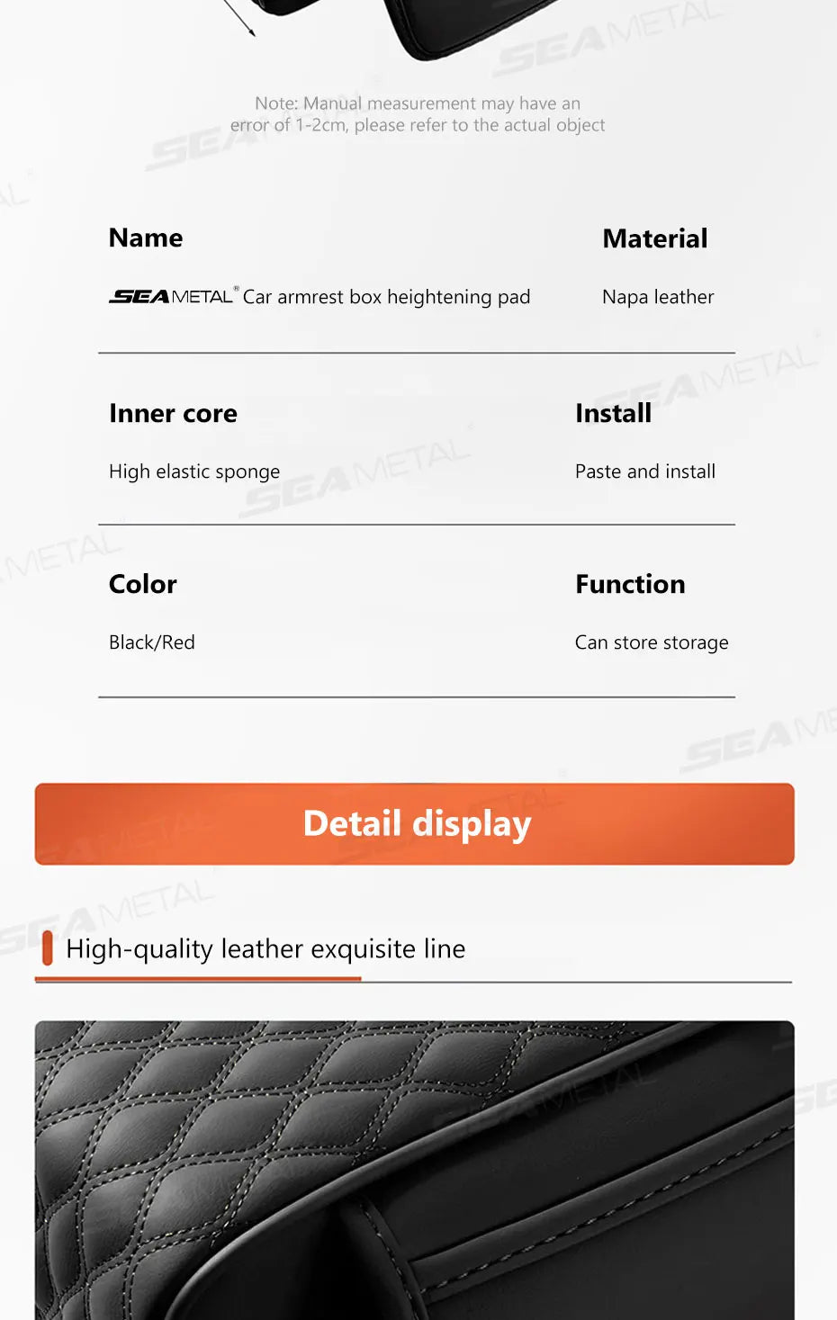 BLALION Car Armrest Box Thicken Height Pad Arm Rest Cushion with Tissue Box Cup Holder Memory Cotton Elbow Support Height Pad